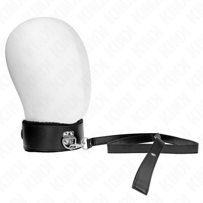 Colar com Trela KINK Preto Ajustável com Pregos Prata para BDSM.