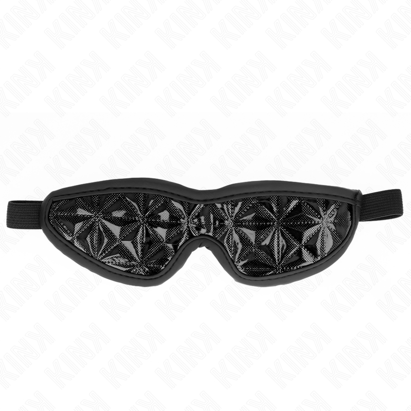 Faixa de cabeça KINK Padrão Diamante Preto 20,5 x 6 CM para jogos BDSM e roleplay, detalhe do design.