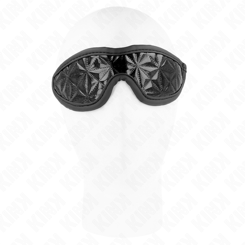 Faixa de cabeça KINK Padrão Diamante Preto 20,5 x 6 CM para jogos BDSM e roleplay, detalhe do design.