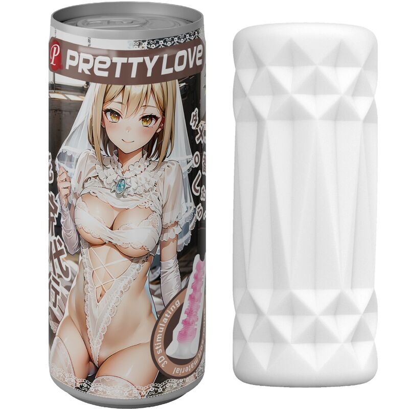 PRETTY LOVE Masturbador Masculino Tipo Lata com Tampa Flip, mostrando seu design discreto e material macio.