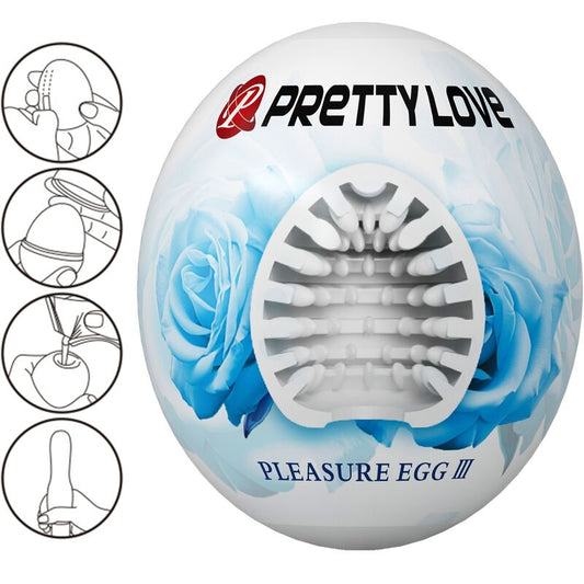 Close-up do PRETTY LOVE Masturbador Masculino com Textura 'Clarinha de Ovo', mostrando seu design compacto e material macio.