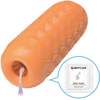 Masturbador Masculino PRETTY LOVE Twin Balls Laranja com bolas internas para estimulação.