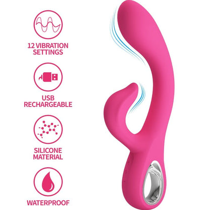 Vibrador Rabbit PRETTY LOVE Fritz Rosa com 12 Vibrações para dupla estimulação