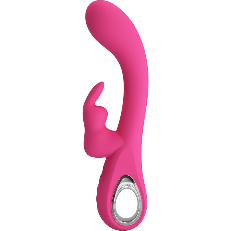 Close-up of the PRETTY LOVE Vibrador Rabbit Novak Rosa showing its silicone texture and ergonomic design.