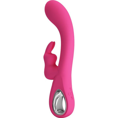 Close-up of the PRETTY LOVE Vibrador Rabbit Novak Rosa showing its silicone texture and ergonomic design.