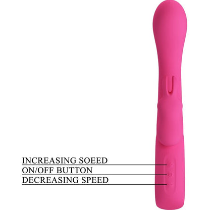 Close-up of the PRETTY LOVE Vibrador Rabbit Novak Rosa showing its silicone texture and ergonomic design.