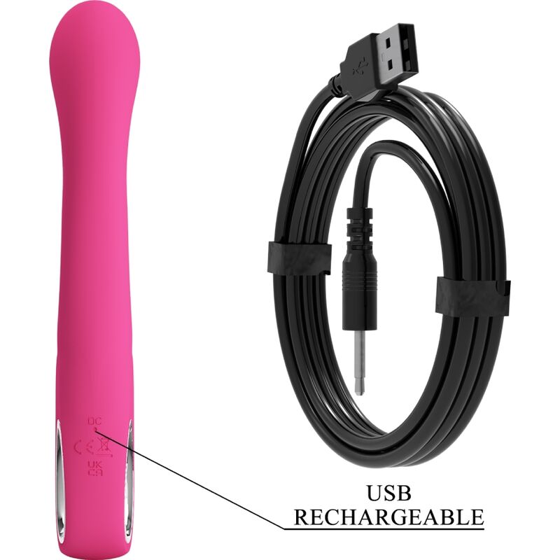 Close-up of the PRETTY LOVE Vibrador Rabbit Novak Rosa showing its silicone texture and ergonomic design.