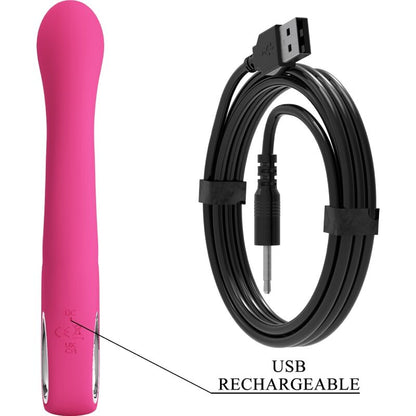 Close-up of the PRETTY LOVE Vibrador Rabbit Novak Rosa showing its silicone texture and ergonomic design.