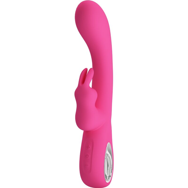Close-up of the PRETTY LOVE Vibrador Rabbit Novak Rosa showing its silicone texture and ergonomic design.