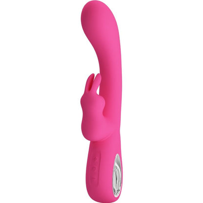Close-up of the PRETTY LOVE Vibrador Rabbit Novak Rosa showing its silicone texture and ergonomic design.