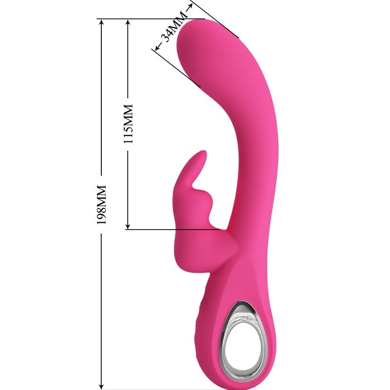 Close-up of the PRETTY LOVE Vibrador Rabbit Novak Rosa showing its silicone texture and ergonomic design.