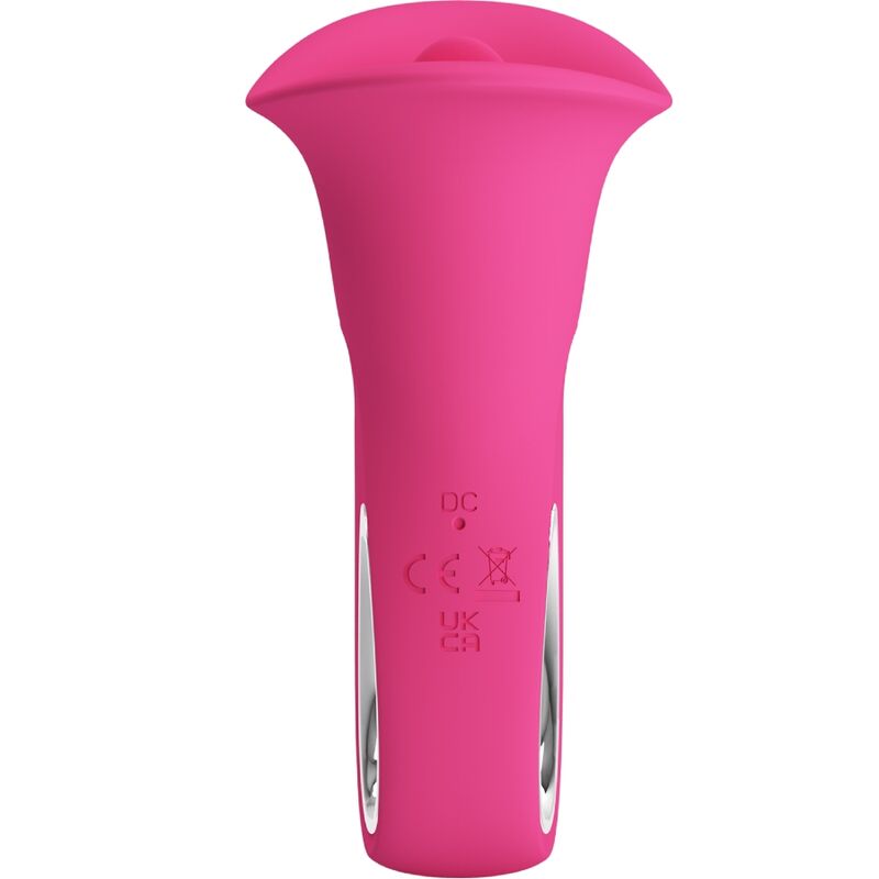 PRETTY LOVE Vibrador Oral Clyde Língua Vibrante 12 Funções Rosa, mostrando sua textura suave e design ergonómico.