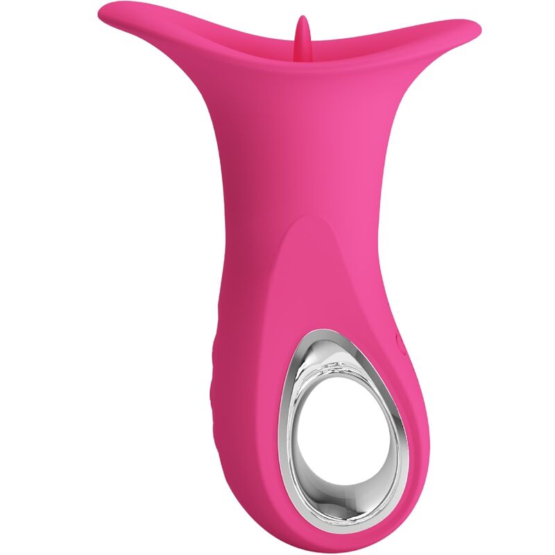 PRETTY LOVE Vibrador Oral Clyde Língua Vibrante 12 Funções Rosa, mostrando sua textura suave e design ergonómico.