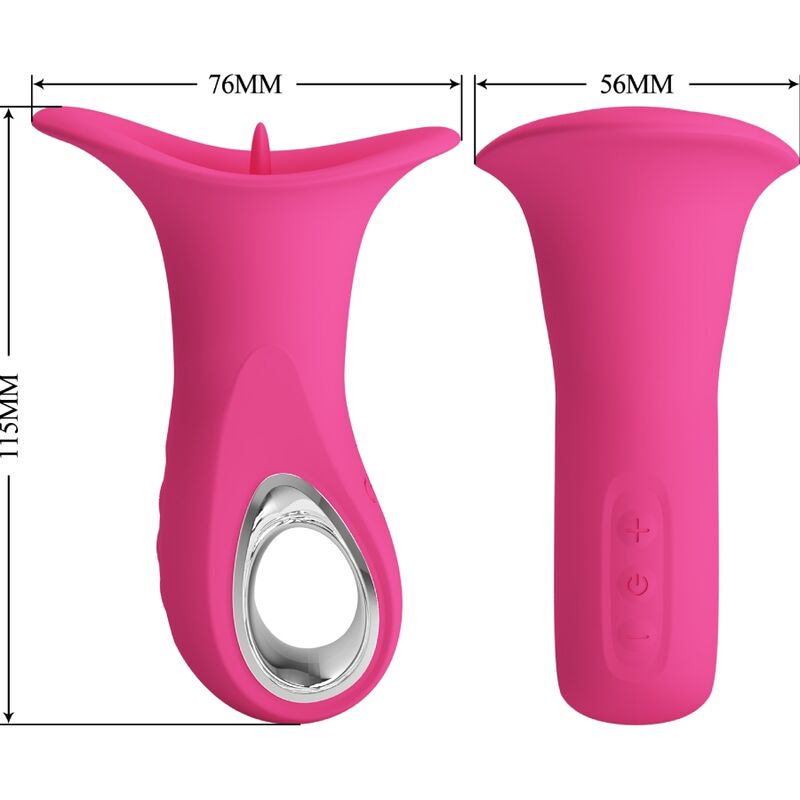 PRETTY LOVE Vibrador Oral Clyde Língua Vibrante 12 Funções Rosa, mostrando sua textura suave e design ergonómico.