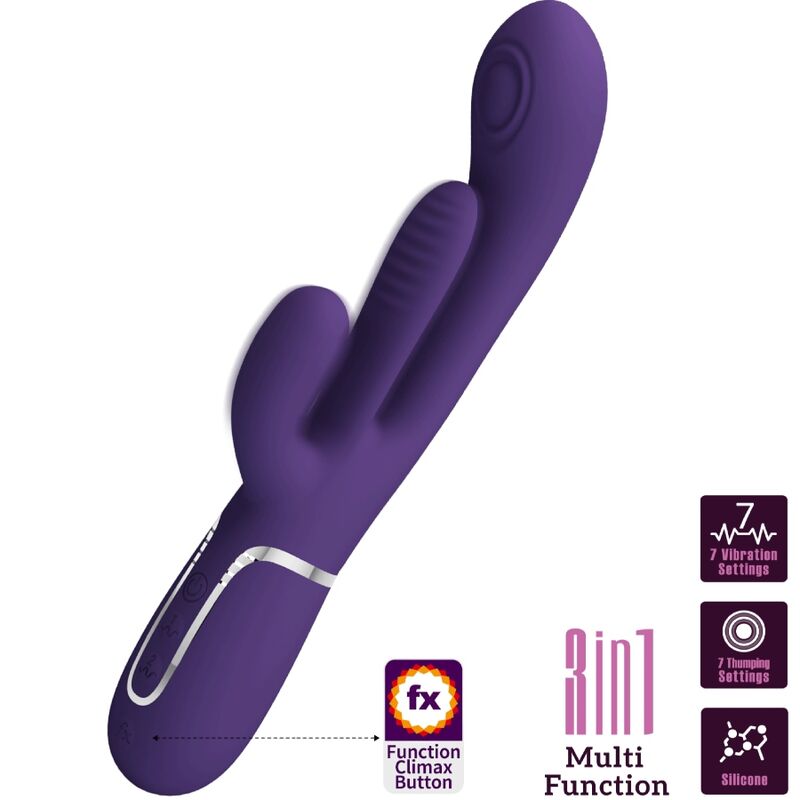 Vibrador Pretty Love Shania Triple Rabbit Roxo com estimulador