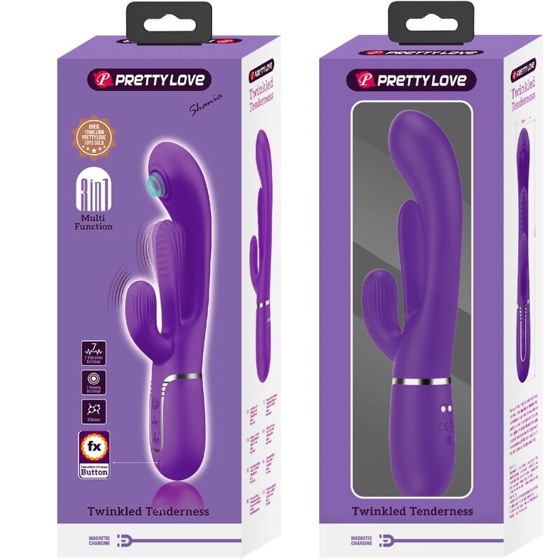 Vibrador Pretty Love Shania Triple Rabbit Roxo com estimulador