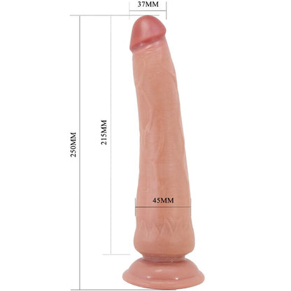 PRETTY LOVE Dildo Realista Tiemeyer 25 CM Cor Carne, mostrando textura e base de ventosa.