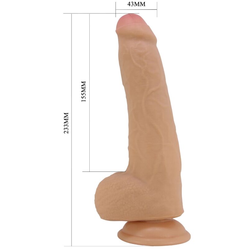Close-up do Dildo Realista PRETTY LOVE Draco 23cm Carne, destacando a textura macia e a base de sucção.