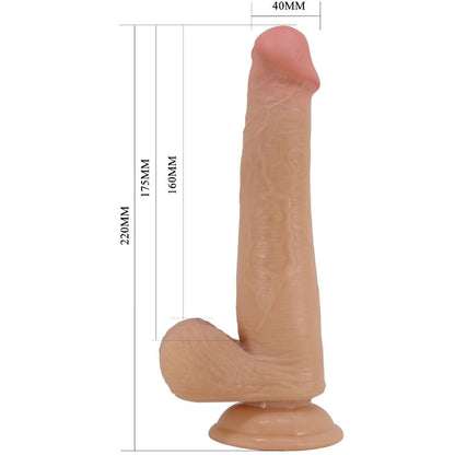 Close-up do Dildo Realista Pretty Love 22cm com Ventosa, mostrando a textura anatómica e a base.