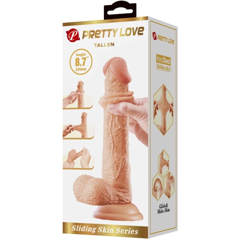 Close-up do Dildo Realista Pretty Love 22cm com Ventosa, mostrando a textura anatómica e a base.