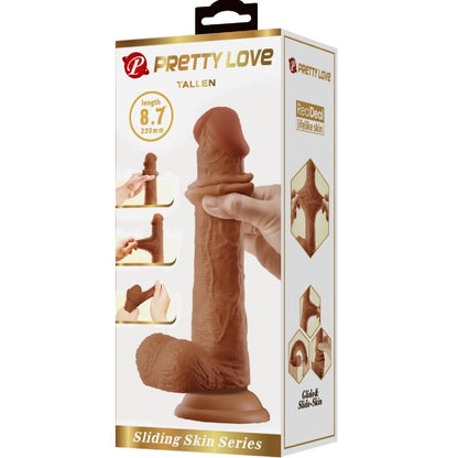 Close-up do Dildo Realista PRETTY LOVE de 22cm com ventosa, mostrando sua textura e detalhes.