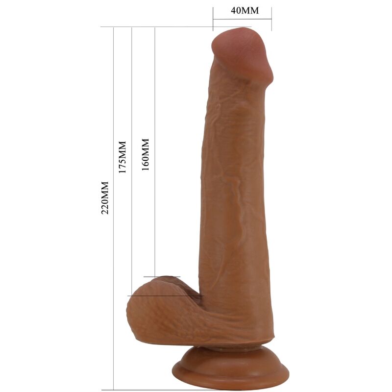 Close-up do Dildo Realista PRETTY LOVE de 22cm com ventosa, mostrando sua textura e detalhes.