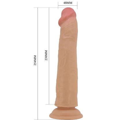 Close-up do Dildo Realista Sharife PRETTY LOVE 25cm em cor de carne com textura e ventosa.