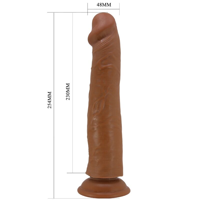 PRETTY LOVE Dildo Realista Sharife 25 CM com Ventosa, destacando sua textura realista de TPR e cor marrom.