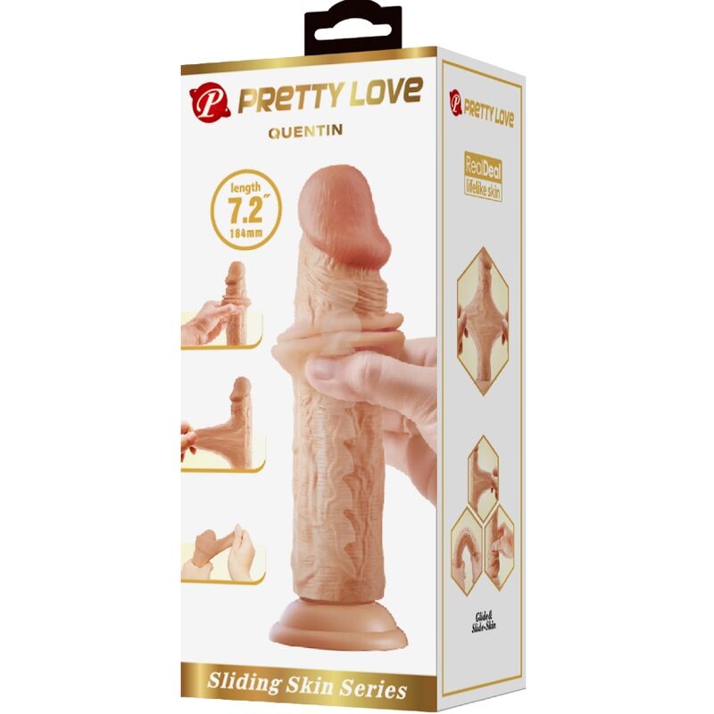 Dildo realista PRETTY LOVE Quentin 18cm de cor carne com ventosa na base
