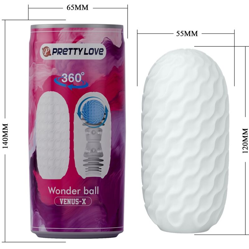 Close-up do masturbador masculino PRETTY LOVE Venus X em formato de ovo, mostrando a textura e design.