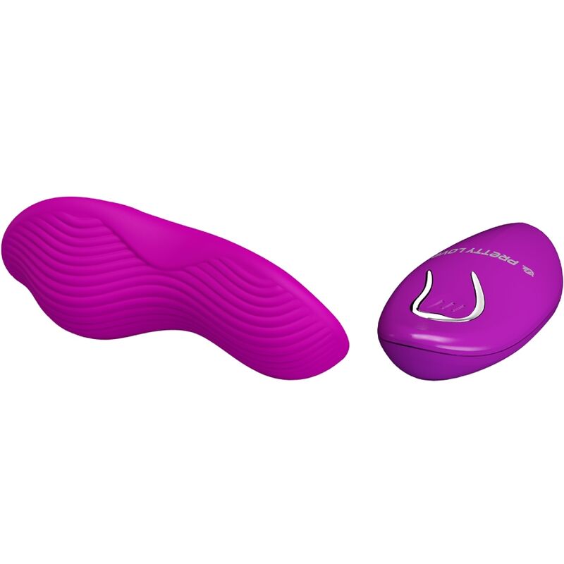 Close-up do Estimulador Clitoriano Lay-On PRETTY LOVE com Controle Remoto Rosa, destacando seu design discreto e material de silicone.