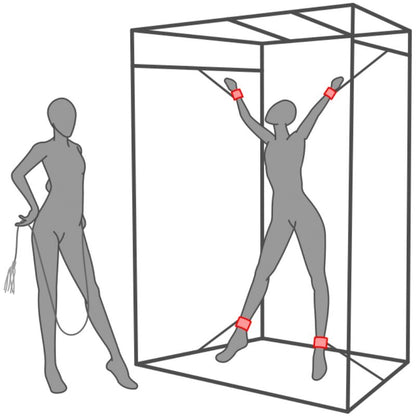SECRET DOME Cabine Cúpula BDSM em preto e vermelho para submissão e controle consensual.