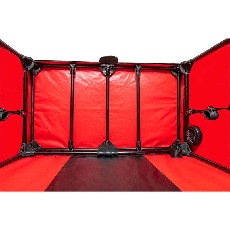 SECRET DOME Cabine Cúpula BDSM em preto e vermelho para submissão e controle consensual.