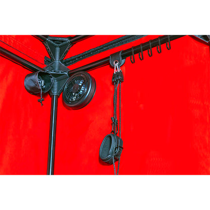 SECRET DOME Cabine Cúpula BDSM em preto e vermelho para submissão e controle consensual.