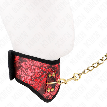 Close-up of the KINK Colar BDSM Modelo Scandal com Alça de Renda 75cm showing its elegant design and lace details.