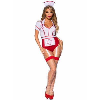 Fantasia de Enfermeira Sexy Leg Avenue Vermelho e Branco.
