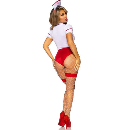 Fotografia da Fantasia de Enfermeira Sexy LEG AVENUE Vermelho/Branco M, destacando o design e os detalhes.