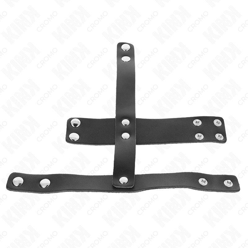 KINK Anel Peniano de Couro com Divisor de Bolas Ajustável para prazer BDSM.