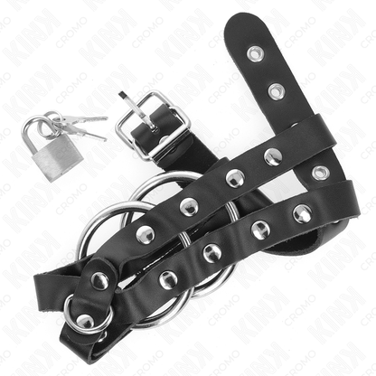 KINK Gaiola Ajustável para Pénis com Trava em aço inoxidável, detalhe do mecanismo de ajuste.