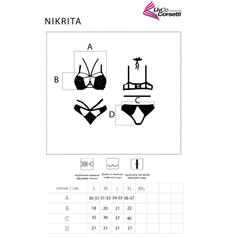 LIVCO CORSETTI FASHION - NIKRITA LC 90647 SUJETADOR + BRAGUITA NEGRA M