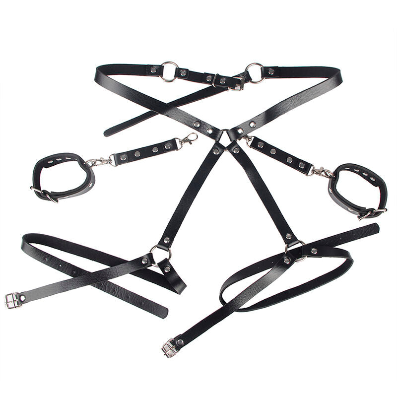 SUBBLIME Algemas com Cinto de Bondage Preto Tamanho Único, para exploração BDSM.
