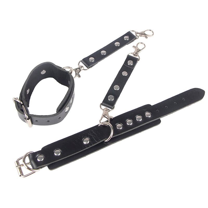 SUBBLIME Algemas com Cinto de Bondage Preto Tamanho Único, para exploração BDSM.
