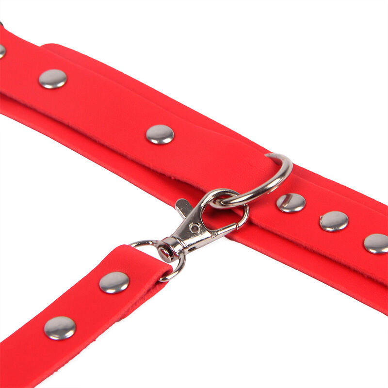 Imagem de SUBBLIME Algemas com Cinto Bondage Vermelho, mostrando detalhes do material e design.