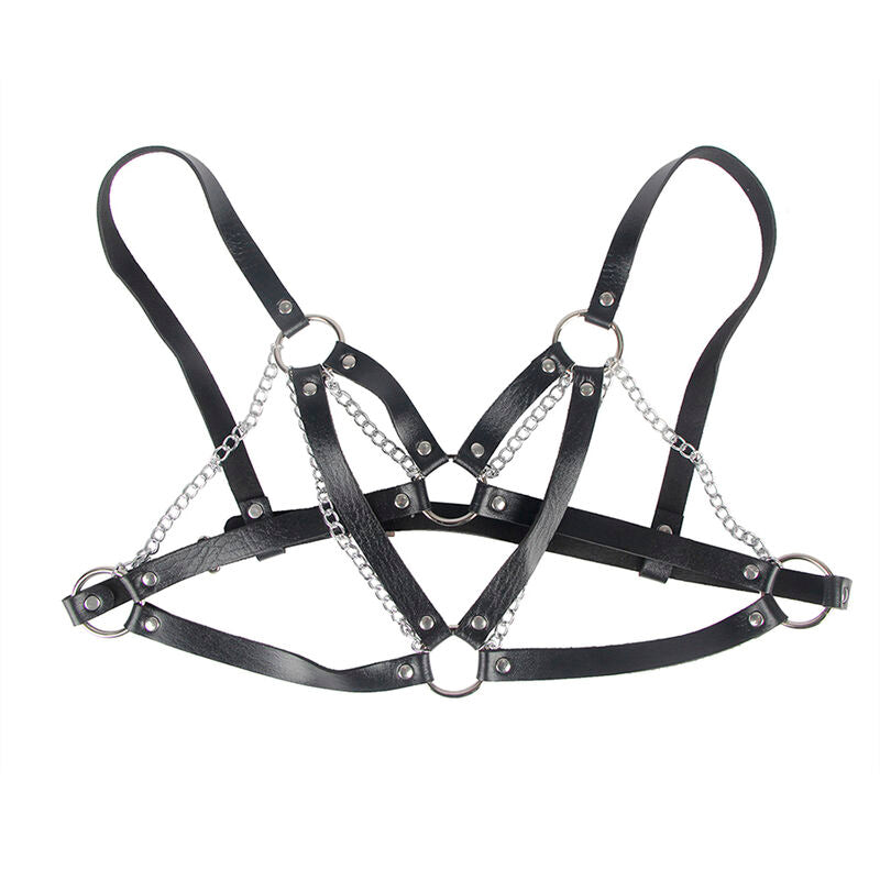 Close-up do cinto SUBBLIME Punk Bondage com fivela de metal preta e detalhes de design.