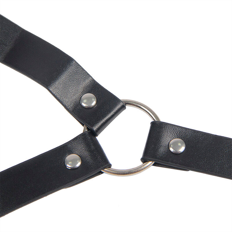 Pinças para Mamilos SUBBLIME Bondage com Tiras de Couro Pretas, detalhe do mecanismo ajustável e design.