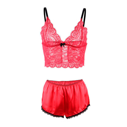 SUBBLIME Camisola de Seda e Renda + Calcinha Vermelha L/XL em detalhe
