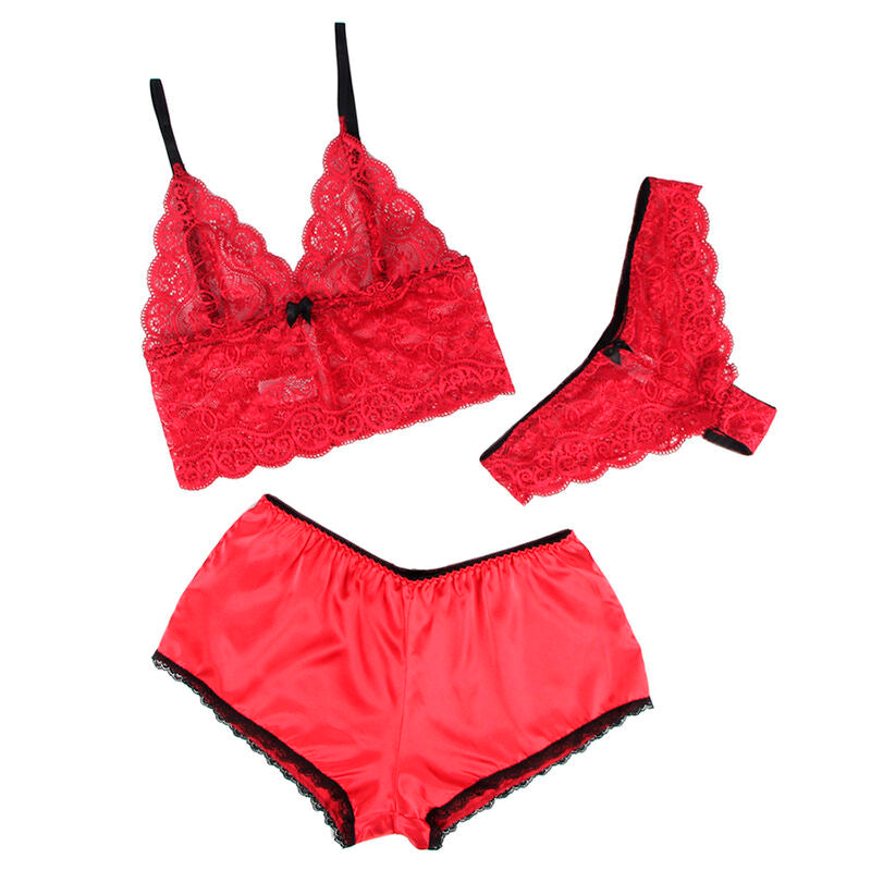 SUBBLIME Camisola de Seda e Renda + Calcinha Vermelha L/XL em detalhe