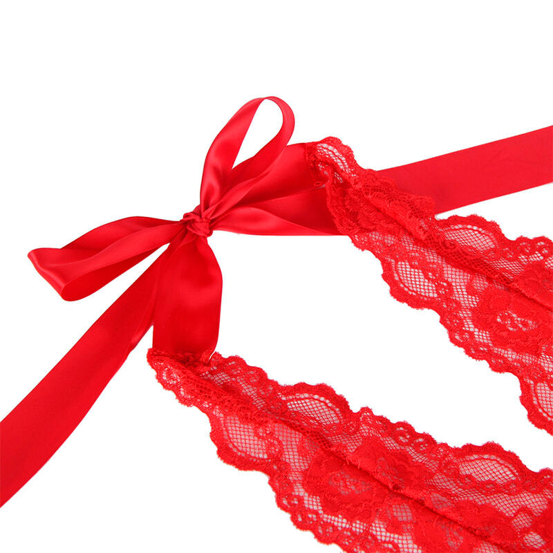 SUBBLIME Body Sexy com Babados e Cinto Vermelho S/M, exibindo detalhes de design e tecido.