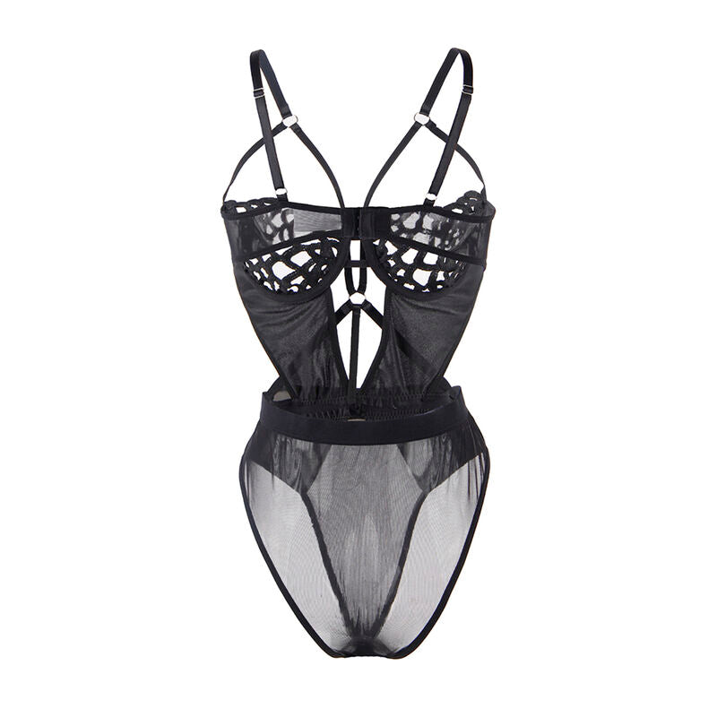 Close-up do Body Sexy de Renda Preto S/M da SUBBLIME, mostrando a textura da renda e o design elegante.