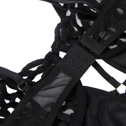 Close-up do Body Sexy de Renda Preto S/M da SUBBLIME, mostrando a textura da renda e o design elegante.